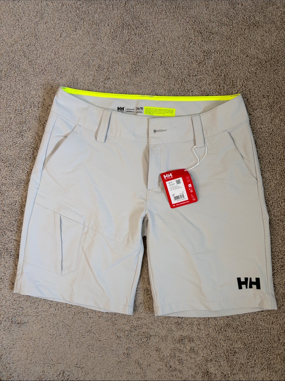 Helly Hansen Quick Dry Cargo Hiking Shorts Grey Fog Ripstop Women's 34 NWT